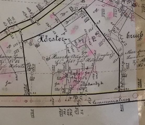 Datei:Grundkarte 1880 Gemarkung Hörste Nr. 97; darin Neuwohnerstätte A. Hunke Nr. 61.jpg