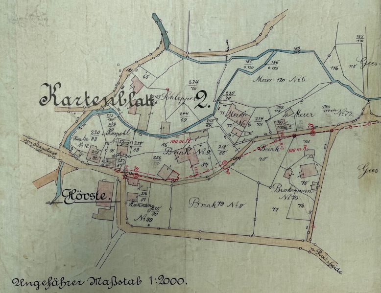 Datei:1913 Ortskern Hörste Neutrassierung Straße.jpg